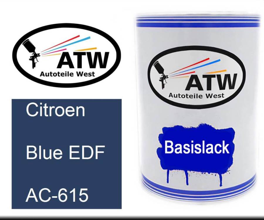 Citroen, Blue EDF, AC-615: 500ml Lackdose, von ATW Autoteile West.